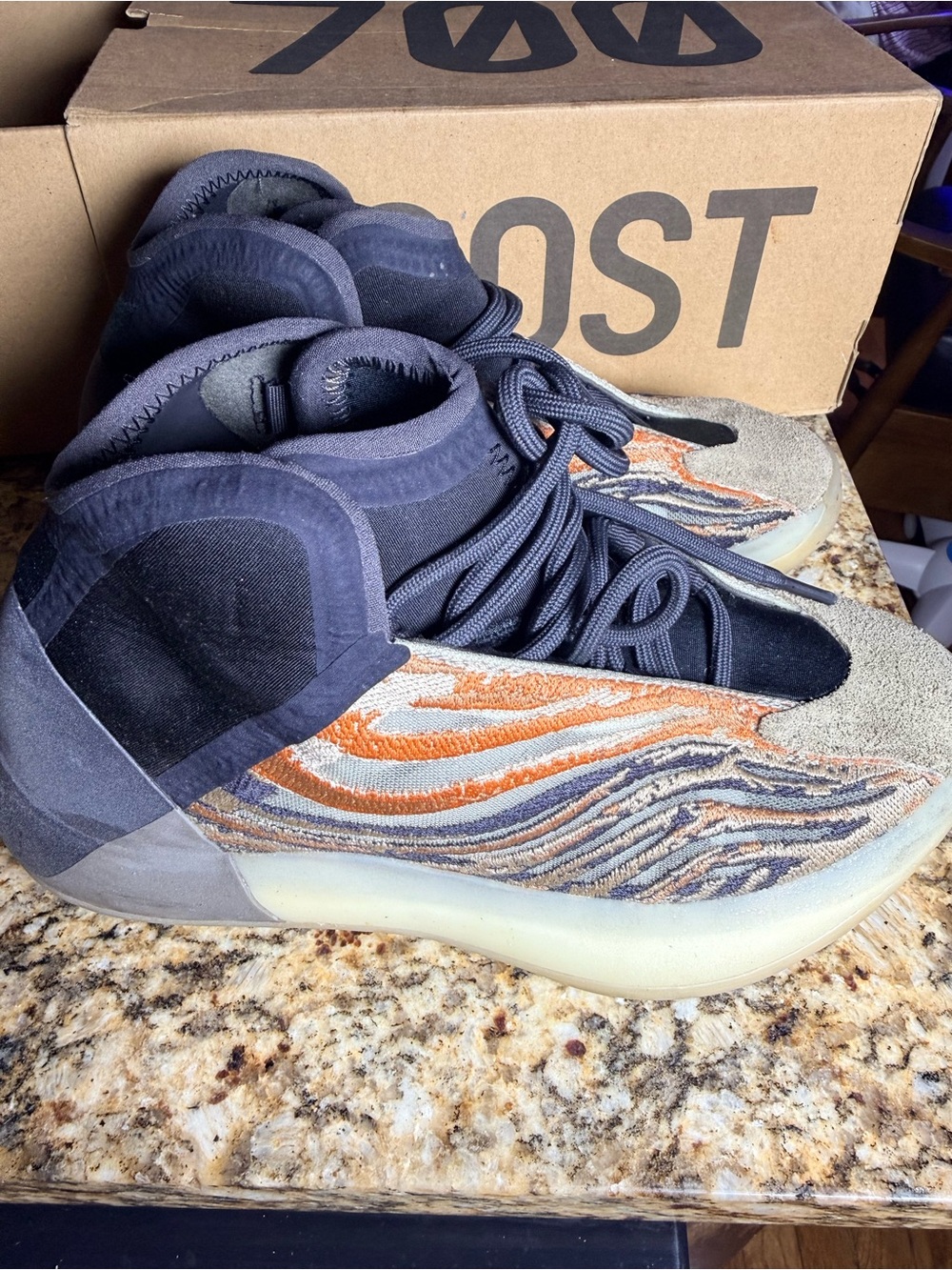 adidas Kids High-Top Sneakers in Black, Orange, and Gray